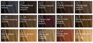 15 nuances de notre gamme de coloration naturelle pour cheveux délicats